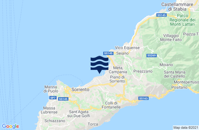 Mapa da tábua de marés em Sant'Agnello, Italy