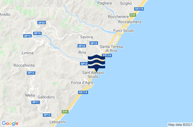Mapa da tábua de marés em Sant'Alessio Siculo, Italy