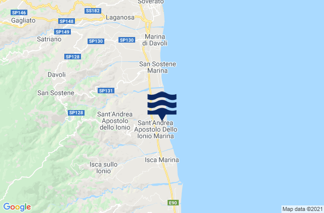 Mapa da tábua de marés em Sant'Andrea Apostolo dello Ionio, Italy