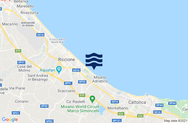 Mapa da tábua de marés em Sant'Andrea in Casale, Italy