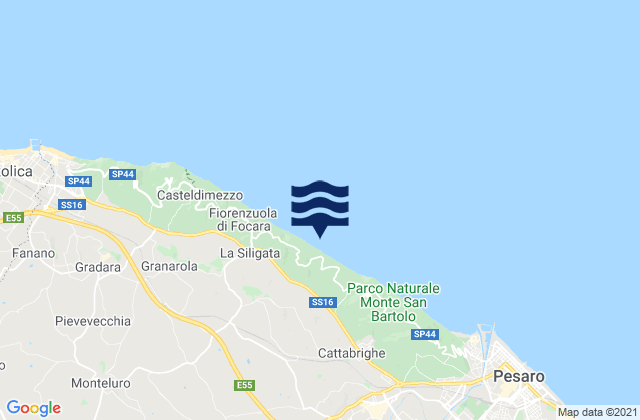 Mapa da tábua de marés em Sant'Angelo in Lizzola, Italy