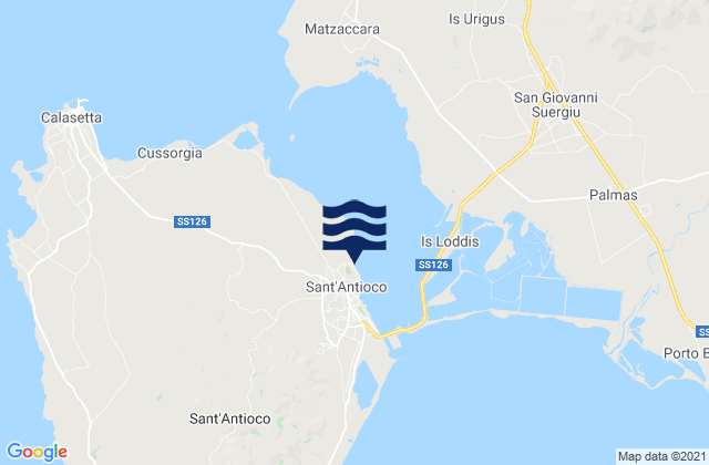Mapa da tábua de marés em Sant'Antioco, Italy