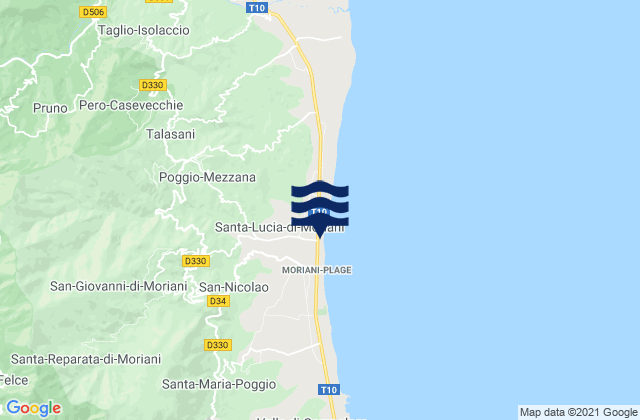 Mapa da tábua de marés em Santa-Lucia-di-Moriani, France