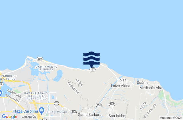 Mapa da tábua de marés em Santa Barbara, Puerto Rico