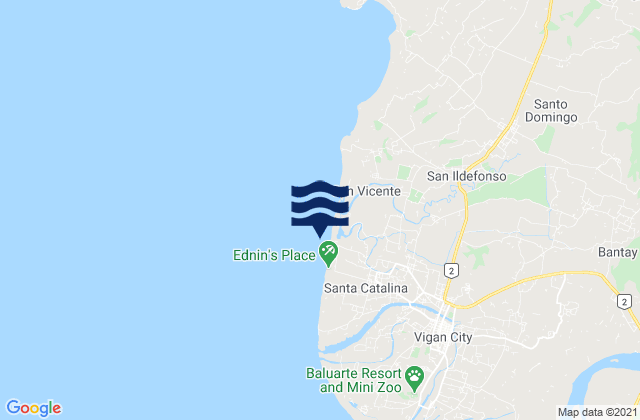 Mapa da tábua de marés em Santa Catalina, Philippines