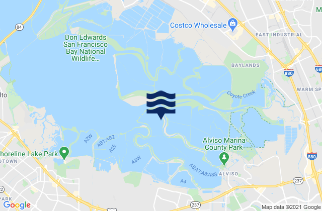 Mapa da tábua de marés em Santa Clara, United States