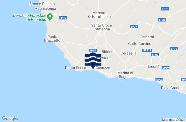Mapa da tábua de marés em Santa Croce Camerina, Italy