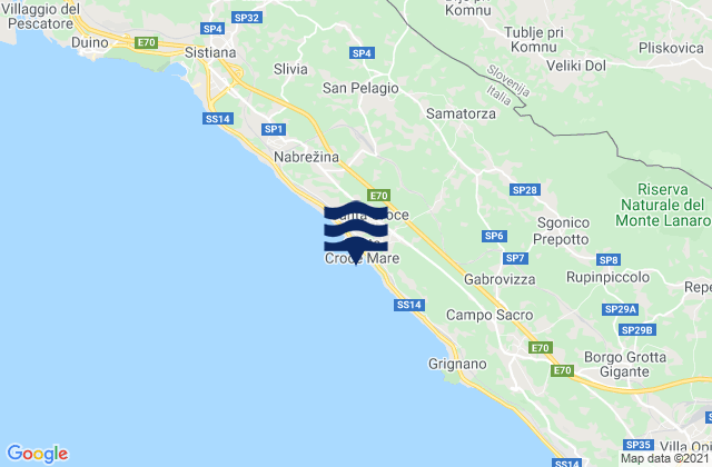 Mapa da tábua de marés em Santa Croce, Italy