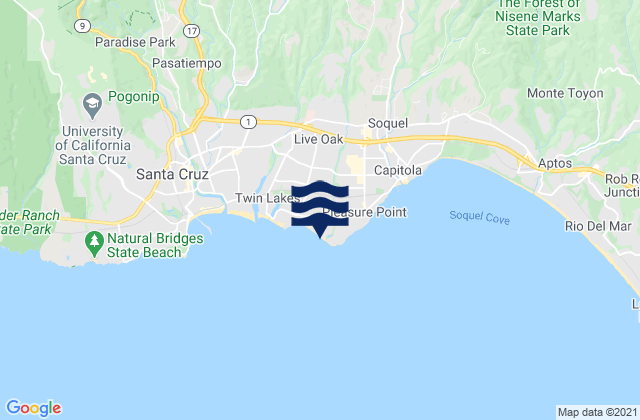 Mapa da tábua de marés em Santa Cruz - 26th, United States