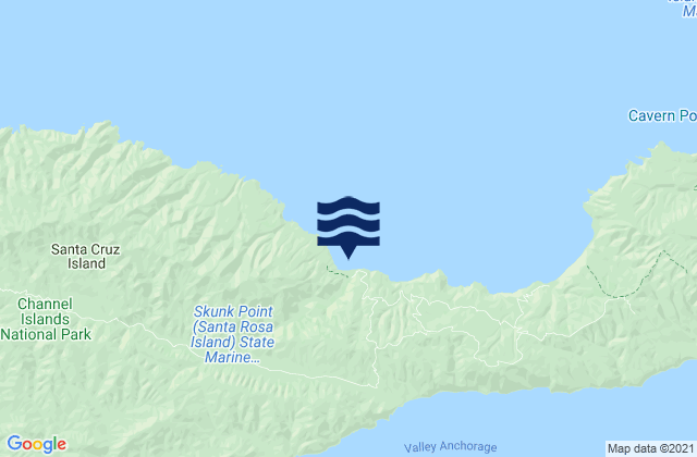 Mapa da tábua de marés em Santa Cruz Island, United States