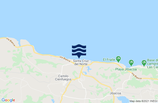 Mapa da tábua de marés em Santa Cruz del Norte, Cuba