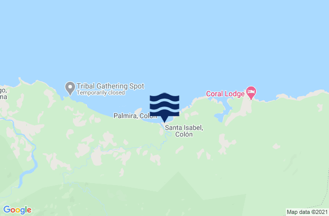 Mapa da tábua de marés em Santa Isabel, Panama