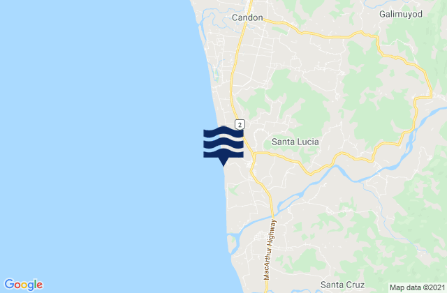 Mapa da tábua de marés em Santa Lucia, Philippines