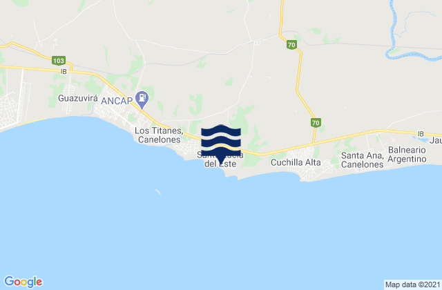 Mapa da tábua de marés em Santa Lucia del Este, Argentina