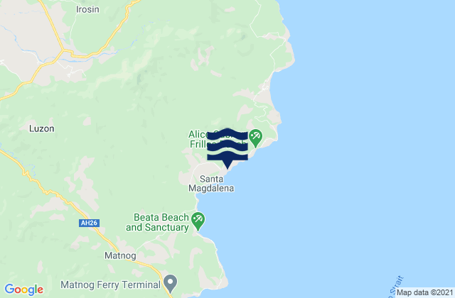 Mapa da tábua de marés em Santa Magdalena, Philippines