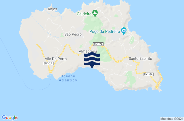 Mapa da tábua de marés em Santa Maria - Praia Formosa, Portugal