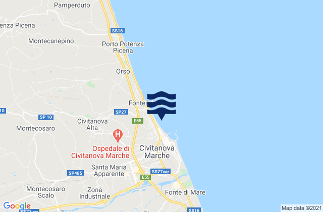 Mapa da tábua de marés em Santa Maria Apparente, Italy
