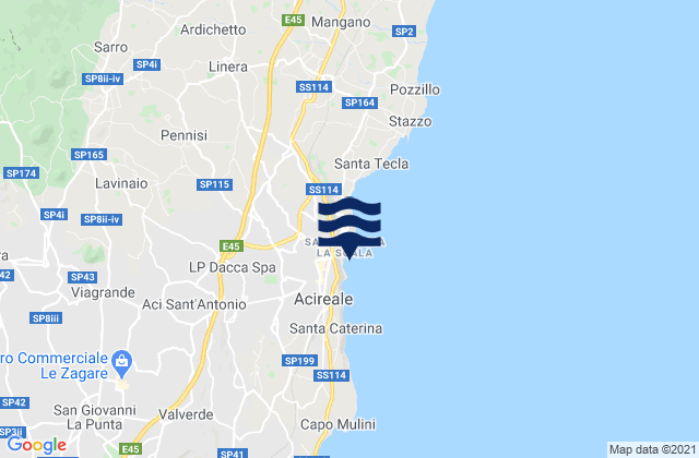 Mapa da tábua de marés em Santa Maria la Stella, Italy