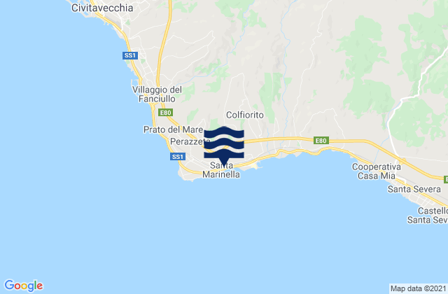 Mapa da tábua de marés em Santa Marinella, Italy
