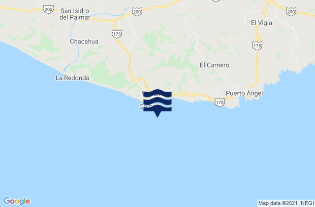 Mapa da tábua de marés em Santa María Tonameca, Mexico