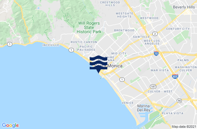 Mapa da tábua de marés em Santa Monica State Beach, United States