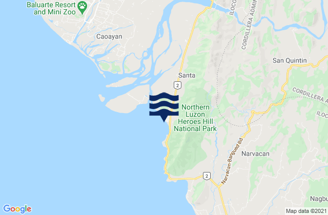 Mapa da tábua de marés em Santa, Philippines