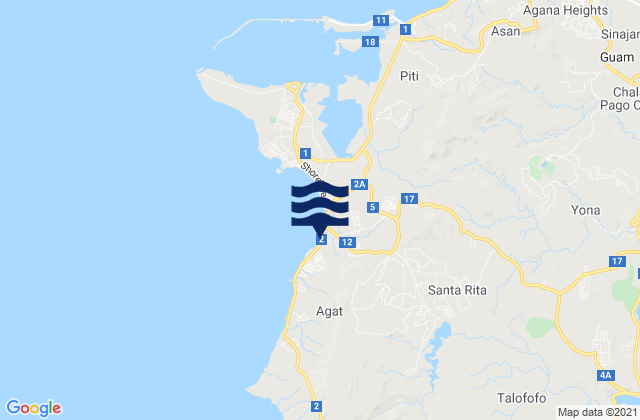 Mapa da tábua de marés em Santa Rita Municipality, Guam