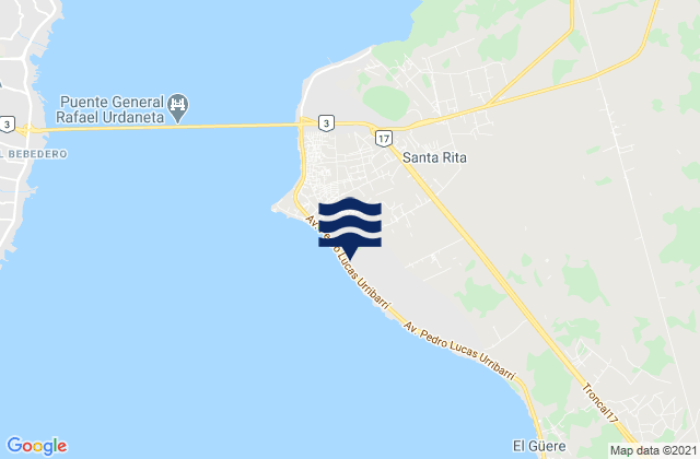 Mapa da tábua de marés em Santa Rita, Venezuela
