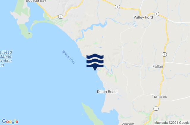Mapa da tábua de marés em Santa Rosa Creek, United States