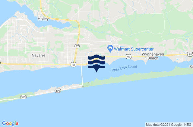 Mapa da tábua de marés em Santa Rosa Sound, United States
