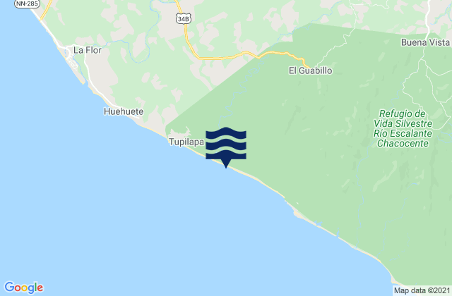 Mapa da tábua de marés em Santa Teresa, Nicaragua