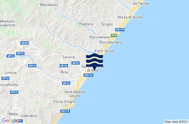 Mapa da tábua de marés em Santa Teresa di Riva, Italy