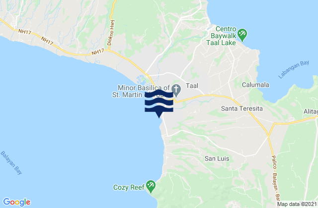 Mapa da tábua de marés em Santa Teresita, Philippines