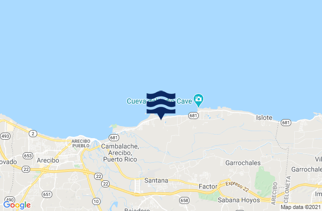 Mapa da tábua de marés em Santana Barrio, Puerto Rico