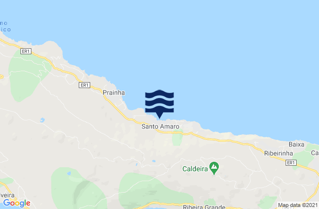 Mapa da tábua de marés em Santo Amaro, Portugal