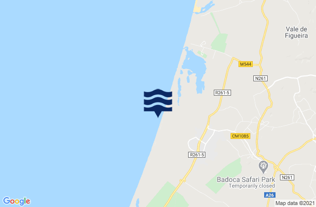 Mapa da tábua de marés em Santo André, Portugal