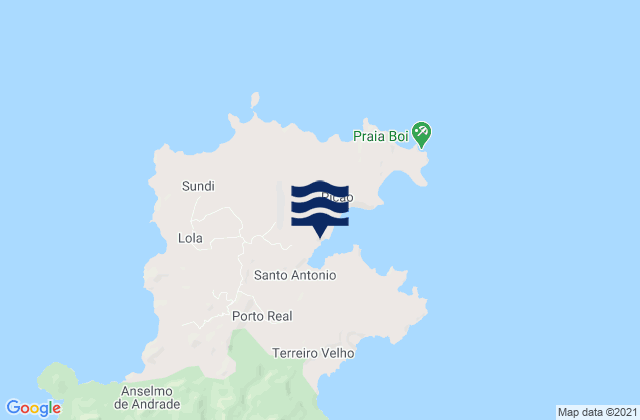 Mapa da tábua de marés em Santo António, Sao Tome and Principe