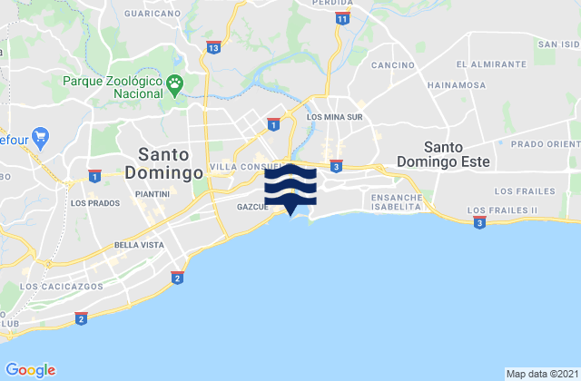 Mapa da tábua de marés em Santo Domingo (Ciudad Trujillo), Dominican Republic