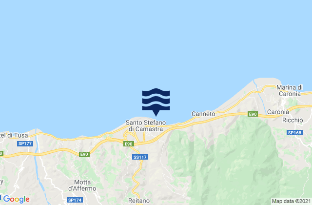 Mapa da tábua de marés em Santo Stefano di Camastra, Italy