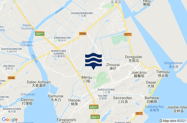 Mapa da tábua de marés em Sanzao, China