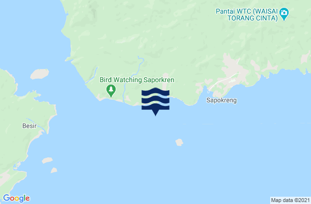 Mapa da tábua de marés em Saonek Dampier Strait, Indonesia