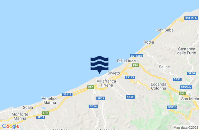 Mapa da tábua de marés em Saponara Marittima, Italy