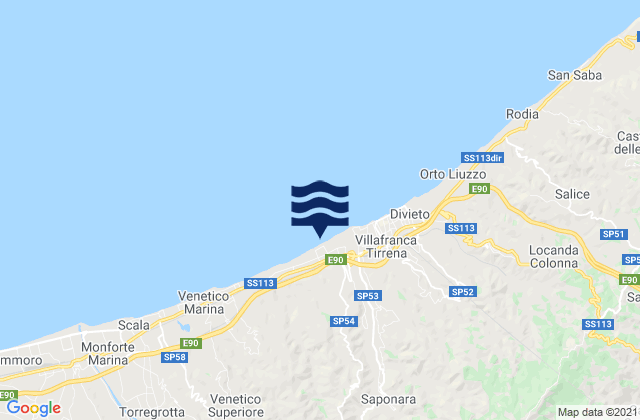 Mapa da tábua de marés em Saponara, Italy