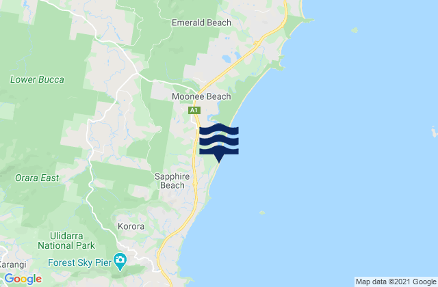 Mapa da tábua de marés em Sapphire Beach, Australia