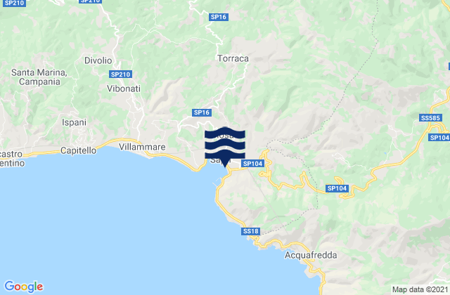 Mapa da tábua de marés em Sapri, Italy