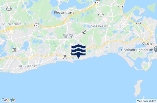 Mapa da tábua de marés em Saquatucket Harbor, United States