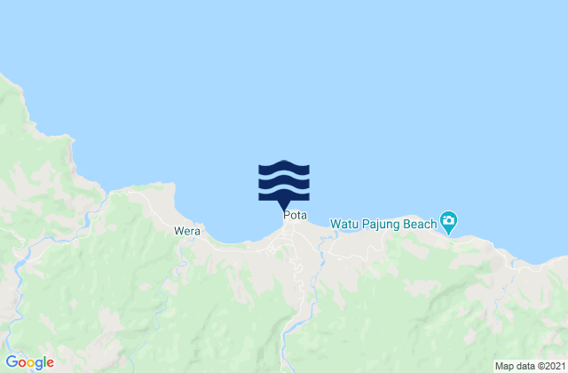 Mapa da tábua de marés em Sarae, Indonesia