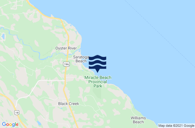 Mapa da tábua de marés em Saratoga Beach, Canada