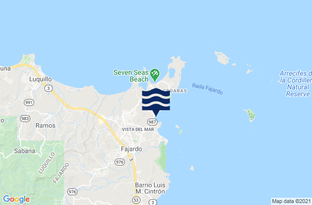 Mapa da tábua de marés em Sardinera Barrio, Puerto Rico