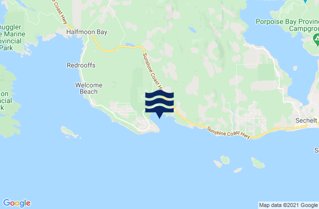 Mapa da tábua de marés em Sargeant Bay, Canada